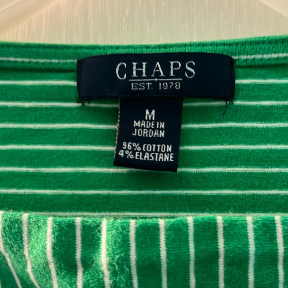 Chaps Green Ribbed Fitted Blouse with Sailor Collar Medium - Picture 2 of 7